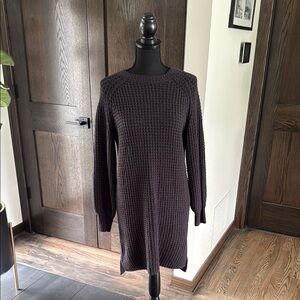 UpWest Dark Charcoal Waffle-Knit Crewneck Sweater Dress